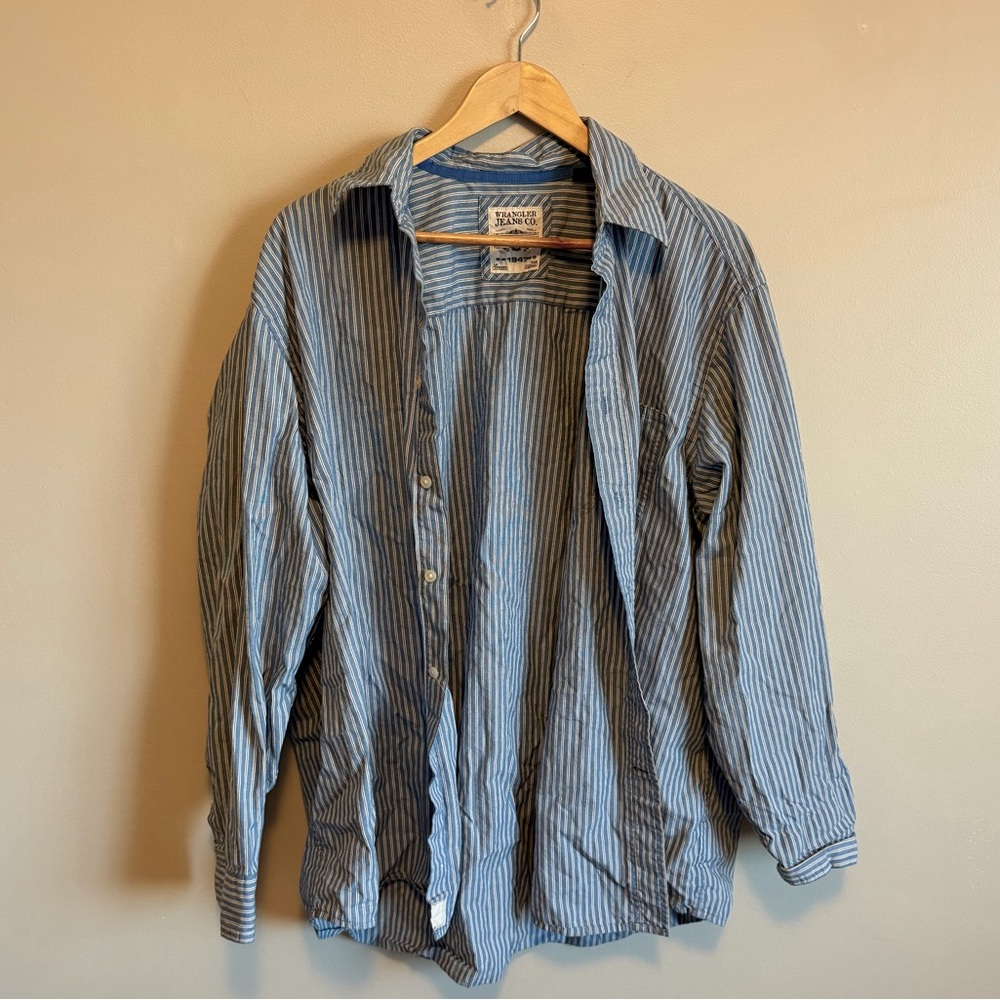Wrangler Light Blue & White Striped Shirt